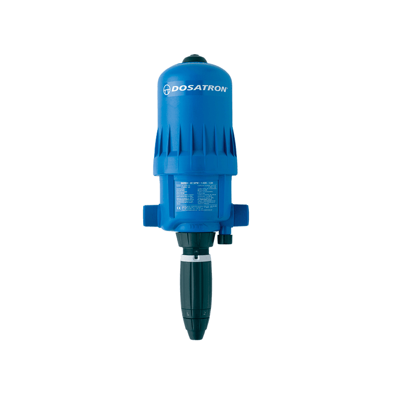 Dosificador Proporcional Dosatron Modelo: D8RE2VFII con Flujo de: 2.2 – 40 GPM y Dilución de: 0.2 – 2% Empaques en: Vitón(Descontinuado por el D40)